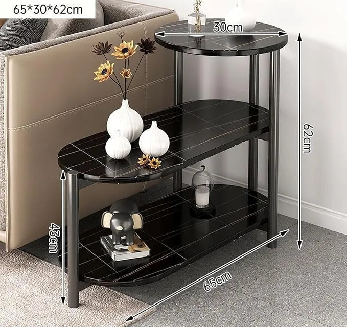 Table d’appoint multi-niveaux avec design effet marbre élégant