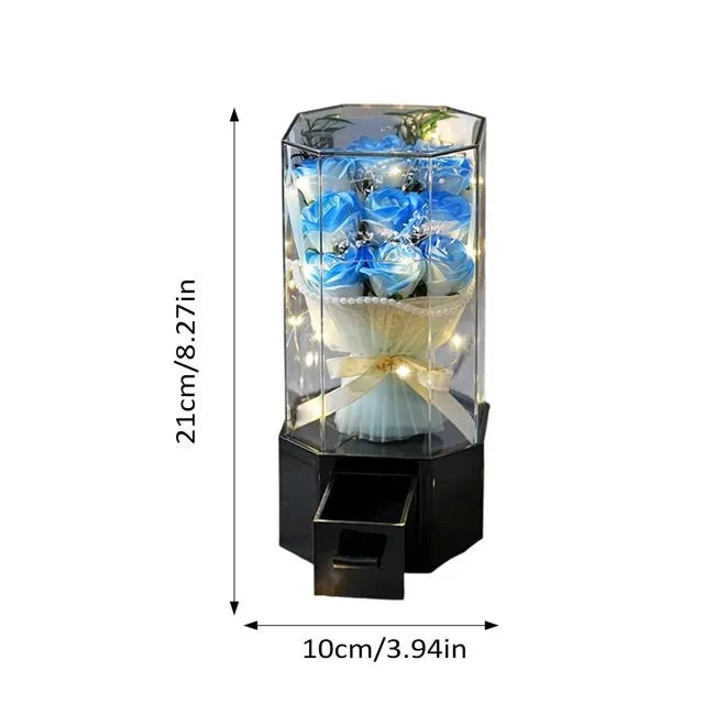 Bouquet de Roses Lumineux Réagissant à la Musique avec Compartiment Bijoux