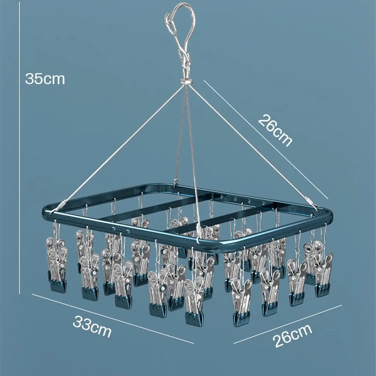 Séchoir à Linge 36 Pinces en Aluminium - Étendoir Anti-Rouille avec Crochet Coupe