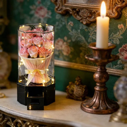 Bouquet de Roses Lumineux Réagissant à la Musique avec Compartiment Bijoux