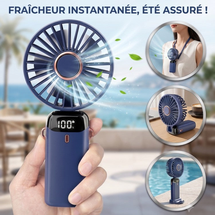 Mini Ventilateur LED Portable - Écran Intelligent & 5 Vitesses