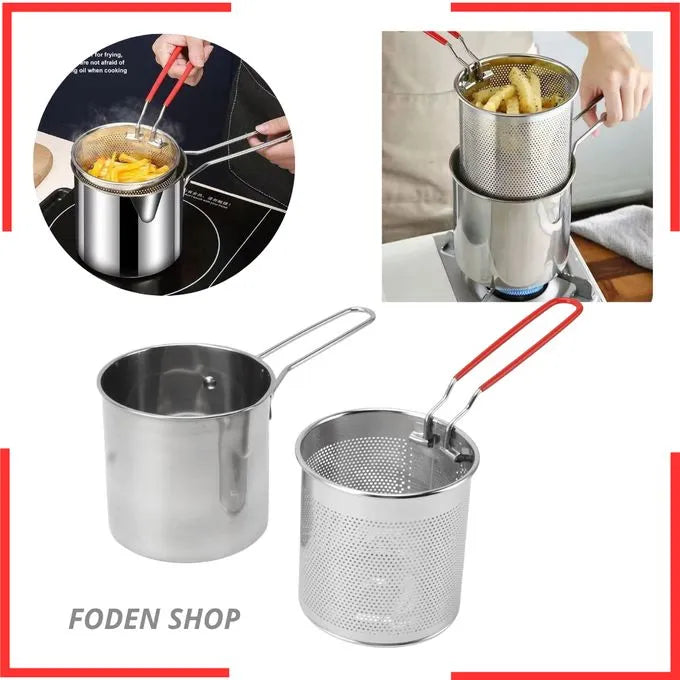 Casserole profonde(2 en 1) en acier inoxydable pour friture et cuisson à l’eau avec panier amovible