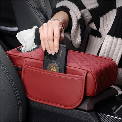 Coussin D’accoudoir en Cuir avec Porte Mouchoirs et 2 Poches