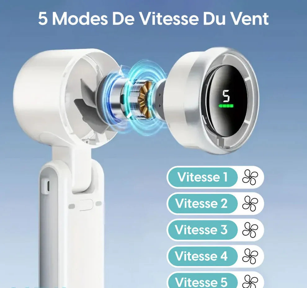 Ventilateur de Poche Intelligent – Écran LED et Design Pliable