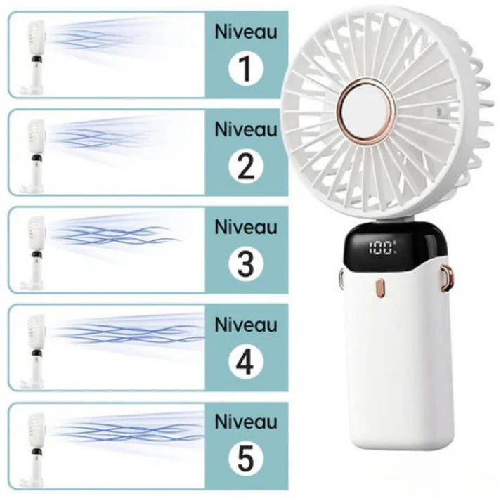 Mini Ventilateur LED Portable - Écran Intelligent & 5 Vitesses