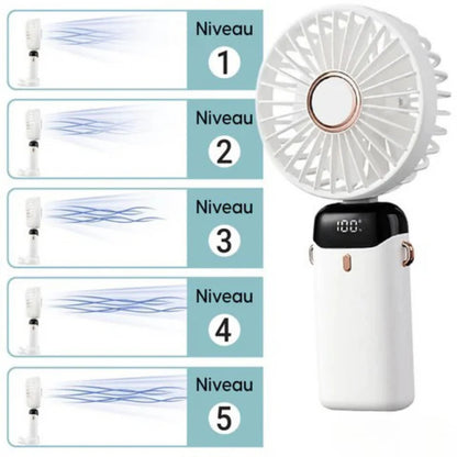 Mini Ventilateur LED Portable - Écran Intelligent & 5 Vitesses
