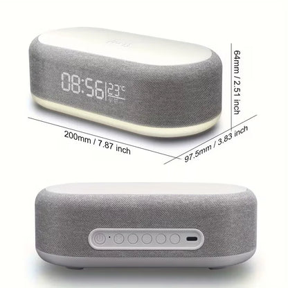 Baff Bluetooth Intelligente avec Horloge Digitale, Chargeur Sans Fil et Éclairage LED