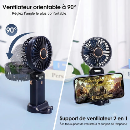 Mini Ventilateur LED Portable - Écran Intelligent & 5 Vitesses