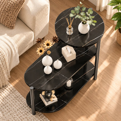 Table d’appoint multi-niveaux avec design effet marbre élégant
