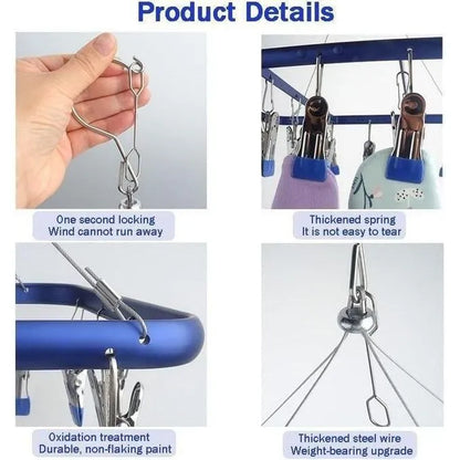 Séchoir à Linge 36 Pinces en Aluminium - Étendoir Anti-Rouille avec Crochet Coupe