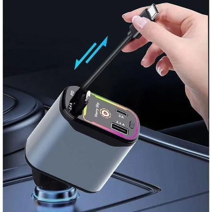 Chargeur Voiture 4 en 1 Rétractable 66W avec Éclairage Starlight