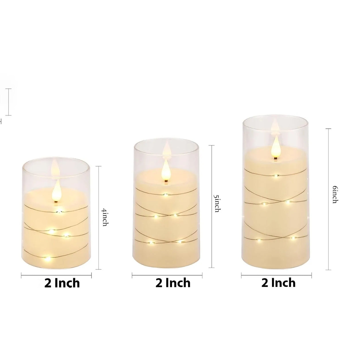 (3pcs) Bougies Ambiance LED Électroniques avec Guirlande Lumineuse et Contrôle à Distance