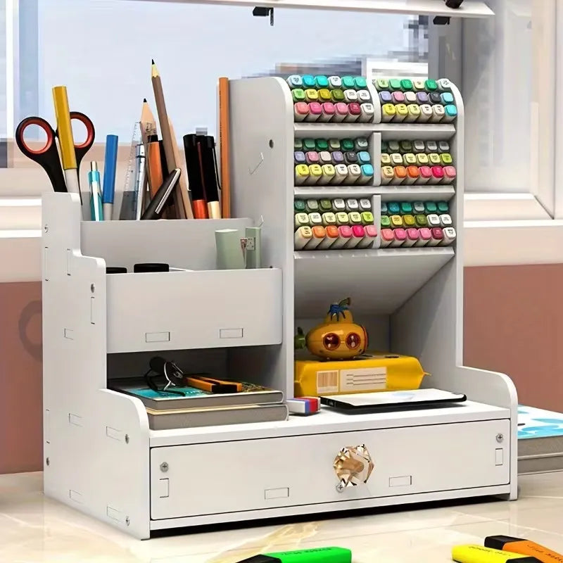 Organiseur de Bureau Premium pour Stylos, Carnets et Petits Accessoires