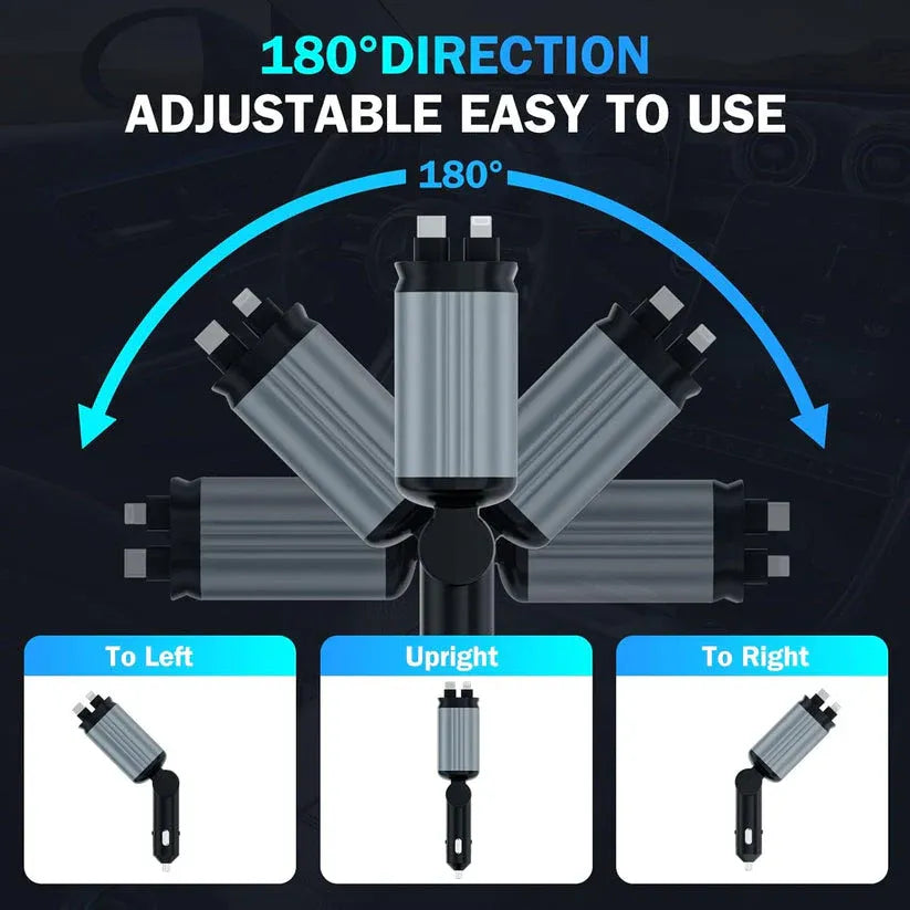 Chargeur Voiture 4 en 1 Rétractable 66W avec Éclairage Starlight