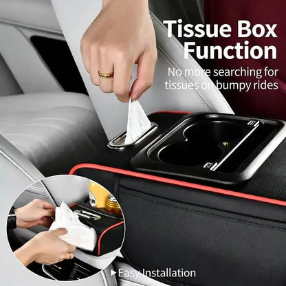 Organisateur Multifonction pour Voiture avec Porte-Gobelet, Éclairage LED et Chargeur USB