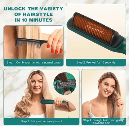 Brosse Lissante Chauffante pour Coiffer et Adoucir les Cheveux avec Contrôle de Température