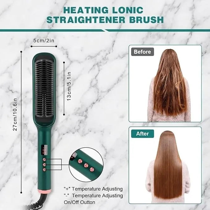 Brosse Lissante Chauffante pour Coiffer et Adoucir les Cheveux avec Contrôle de Température