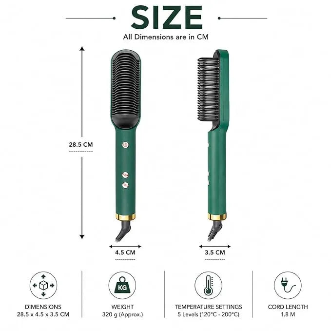 Brosse Lissante Chauffante pour Coiffer et Adoucir les Cheveux avec Contrôle de Température
