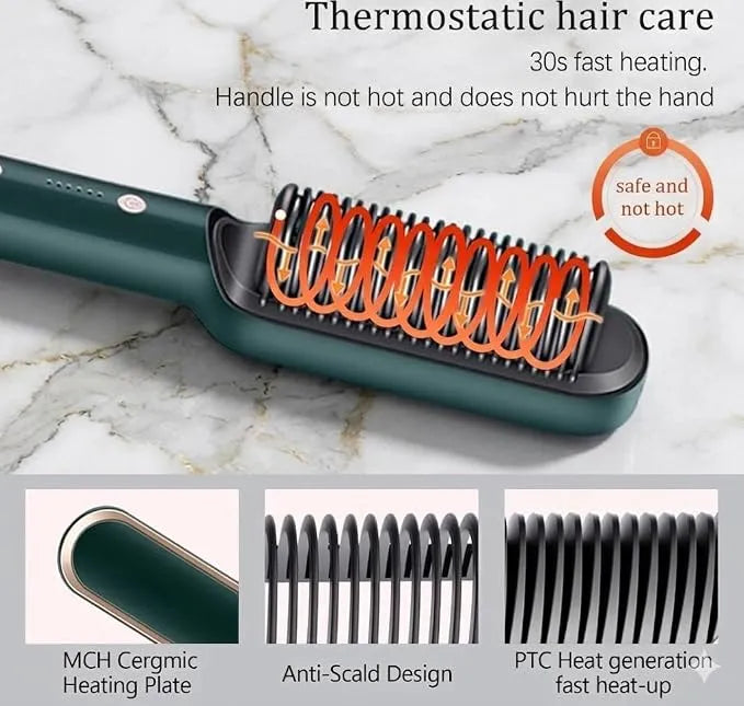 Brosse Lissante Chauffante pour Coiffer et Adoucir les Cheveux avec Contrôle de Température