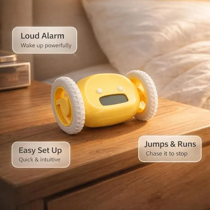 Horloge Réveil Fuyante pour Gros Dormeurs avec Son Fort et Roues Solid