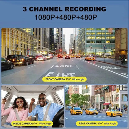 Dashcam 3 Caméras FHD 1080P avec Vision Nocturne et Mode Parking