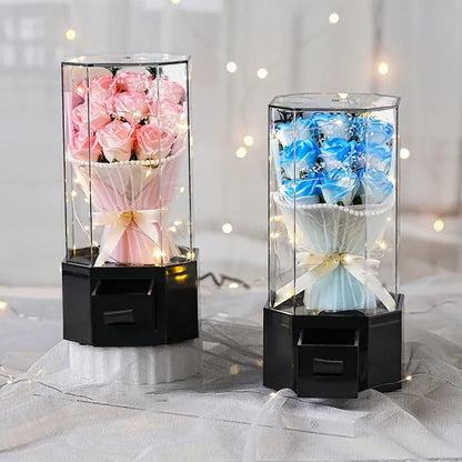 Bouquet de Roses Lumineux Réagissant à la Musique avec Compartiment Bijoux