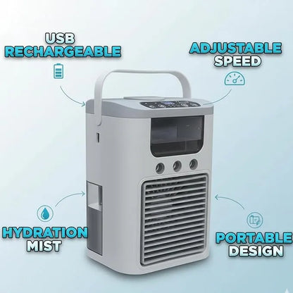 Ventilateur Portable 3 Vitesses avec Brumisateur et Batterie USB Rechargeable