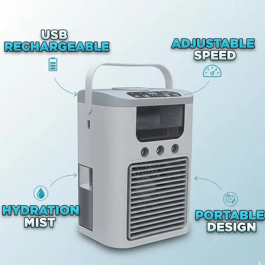Ventilateur Portable 3 Vitesses avec Brumisateur et Batterie USB Rechargeable