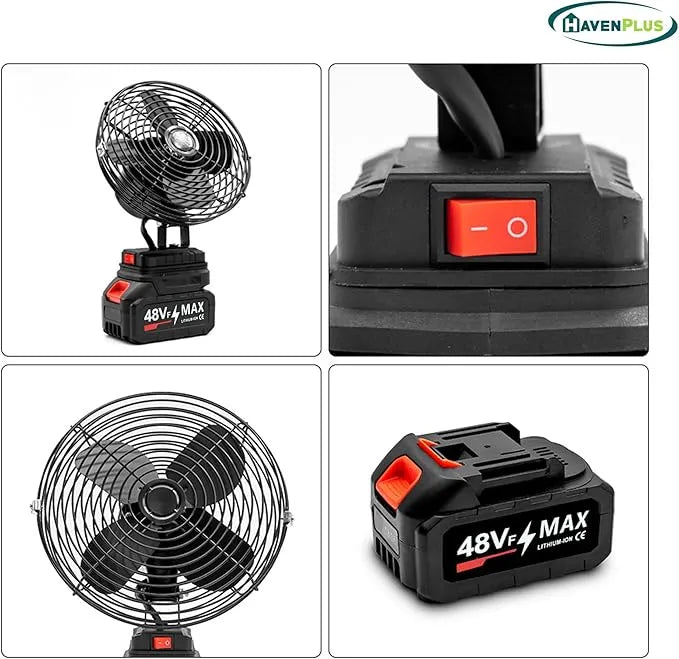 Ventilateur Sans Fil 48V Portable en Métal Compatible Batterie Makita