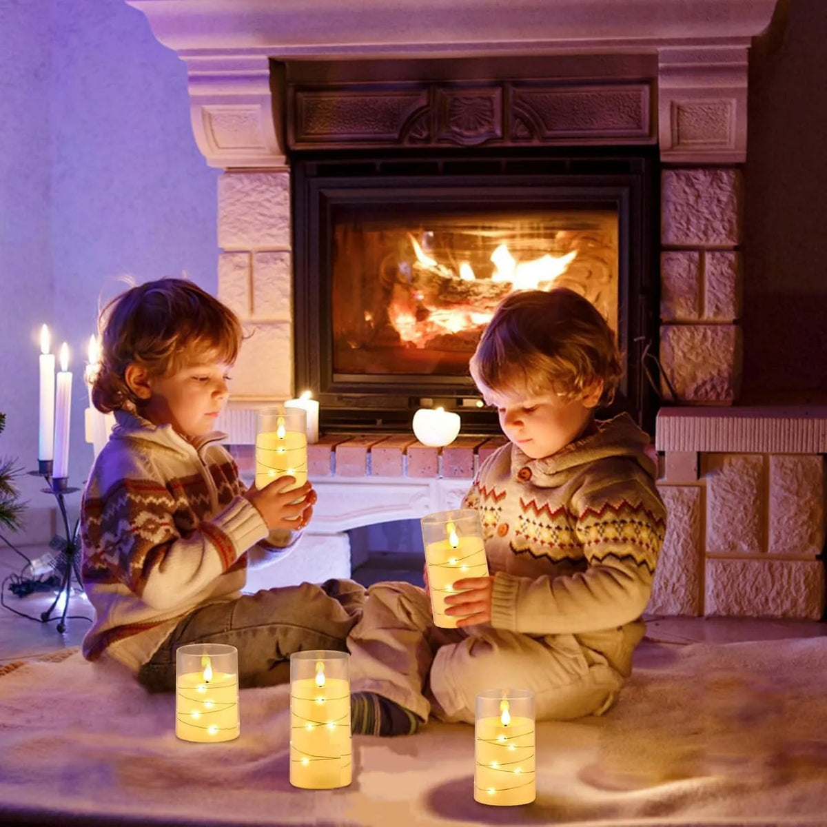 (3pcs) Bougies Ambiance LED Électroniques avec Guirlande Lumineuse et Contrôle à Distance