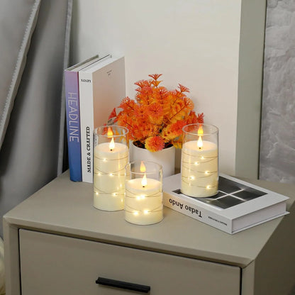 (3pcs) Bougies Ambiance LED Électroniques avec Guirlande Lumineuse et Contrôle à Distance