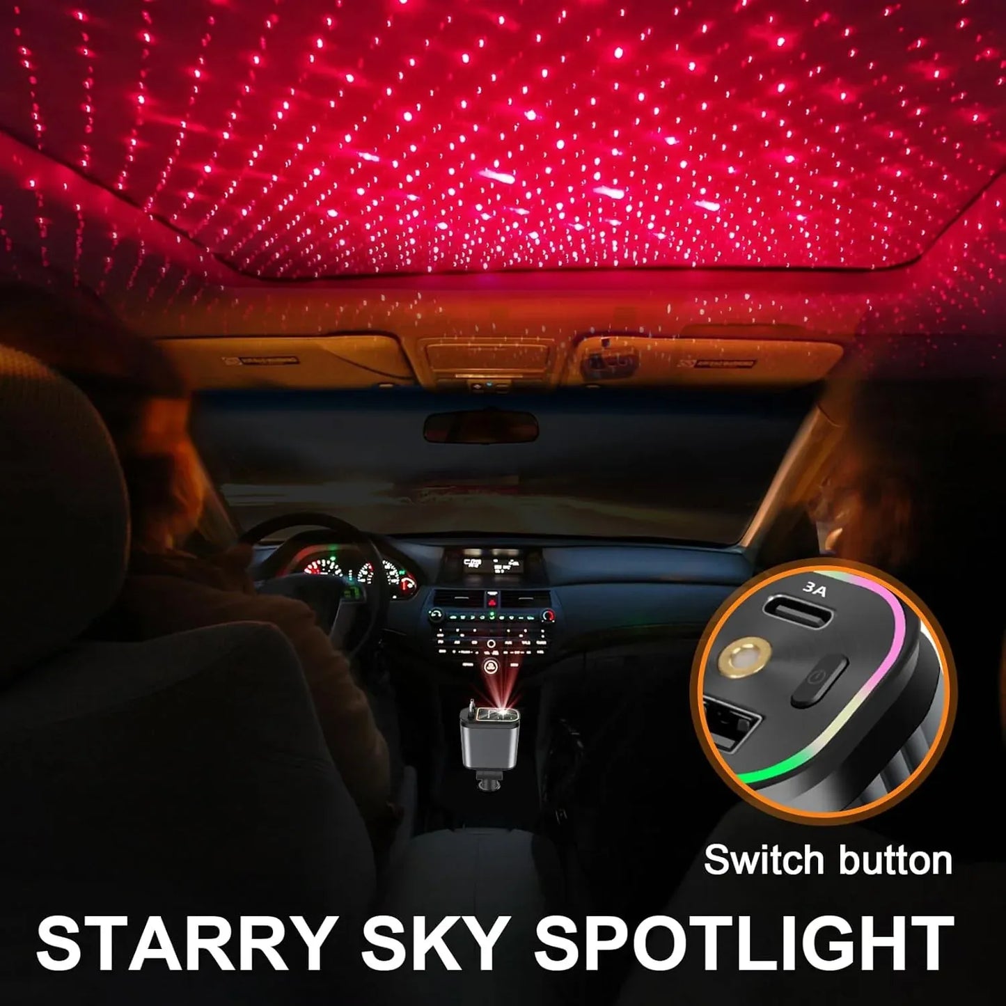 Chargeur Voiture 4 en 1 Rétractable 66W avec Éclairage Starlight