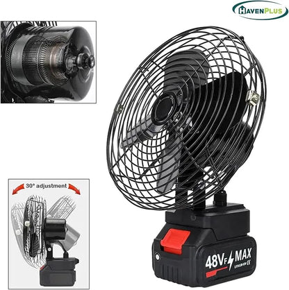 Ventilateur Sans Fil 48V Portable en Métal Compatible Batterie Makita
