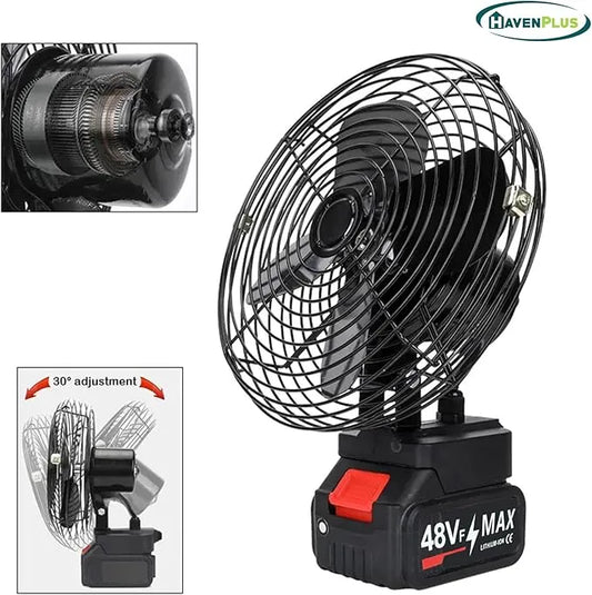 Ventilateur Sans Fil 48V Portable en Métal Compatible Batterie Makita