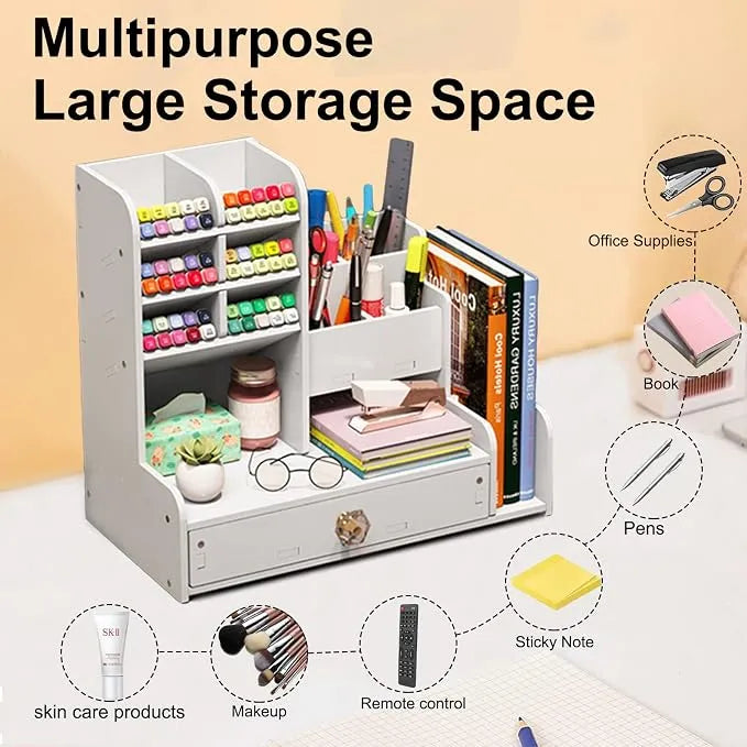 Organiseur de Bureau Premium pour Stylos, Carnets et Petits Accessoires