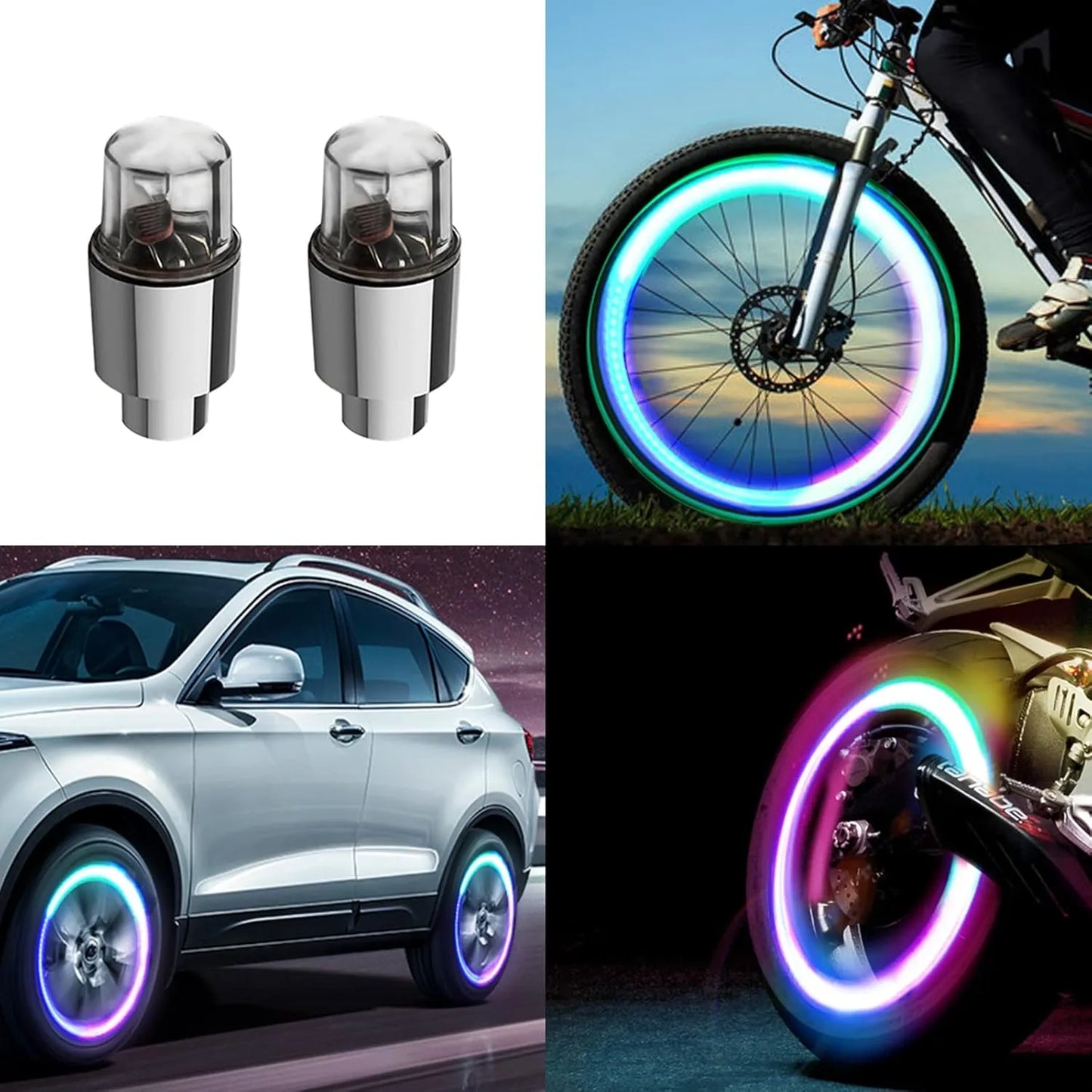 2PCS Lumières Valve LED pour Moto et Vélo