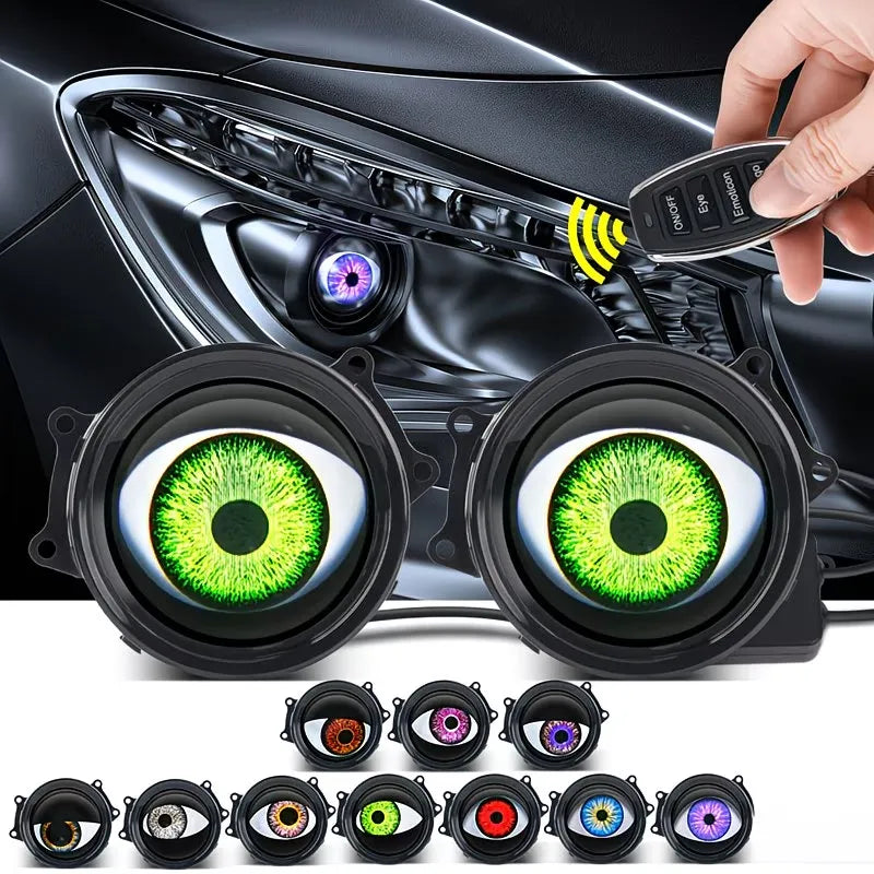2 Phares Eye LED Dynamiques 12V avec 8 Styles d’Animation Réglables