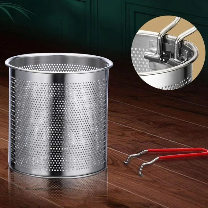 Casserole profonde(2 en 1) en acier inoxydable pour friture et cuisson à l’eau avec panier amovible