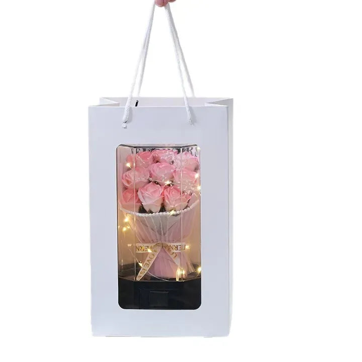 Bouquet de Roses Lumineux Réagissant à la Musique avec Compartiment Bijoux