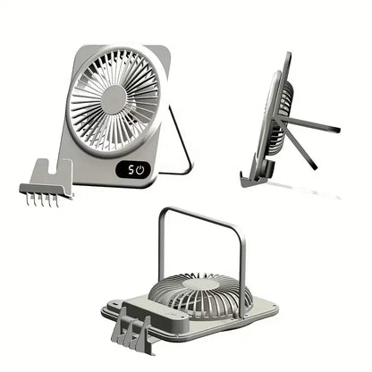 Ventilateur Portable 5 Vitesses avec Écran LED et Support Téléphone