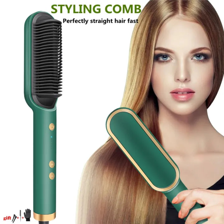 Brosse Lissante Chauffante pour Coiffer et Adoucir les Cheveux avec Contrôle de Température