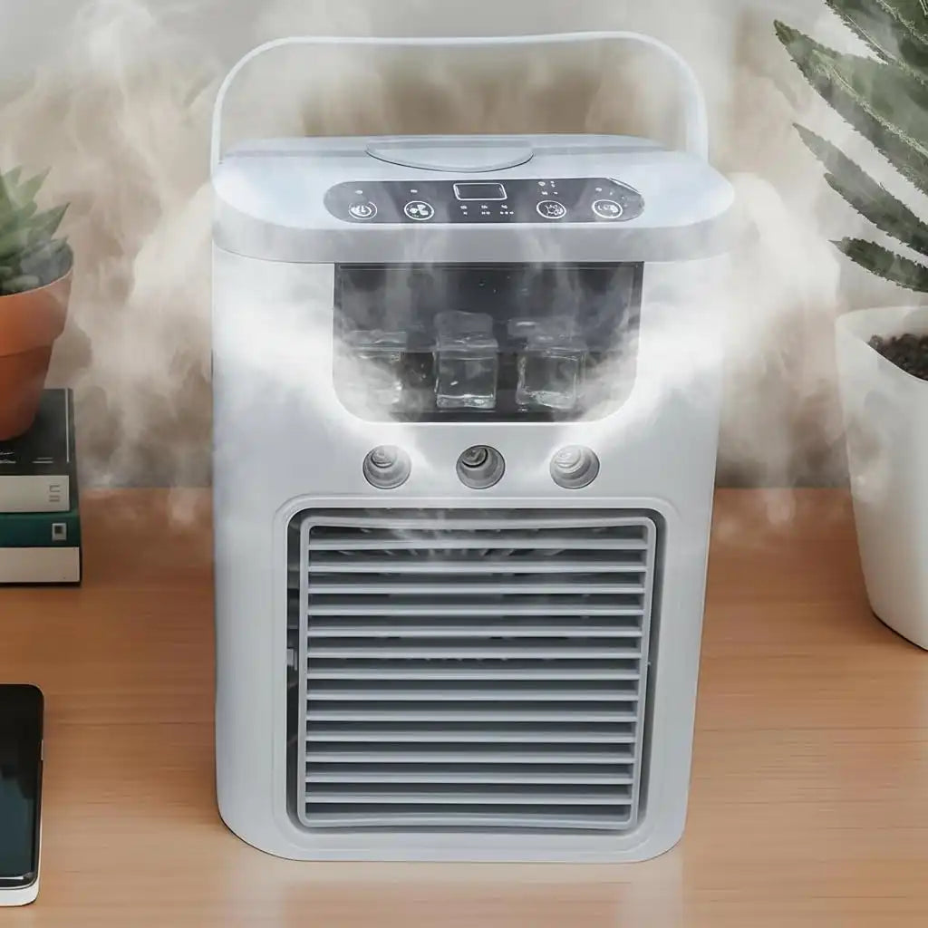Ventilateur Portable 3 Vitesses avec Brumisateur et Batterie USB Rechargeable