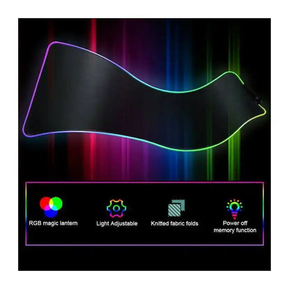 Tapis de Bureau LED RGB Anti-dérapant et Imperméable avec Bouton de Contrôle