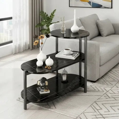 Table d’appoint multi-niveaux avec design effet marbre élégant