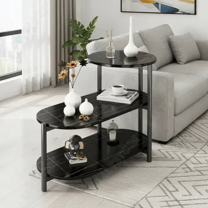 Table d’appoint multi-niveaux avec design effet marbre élégant