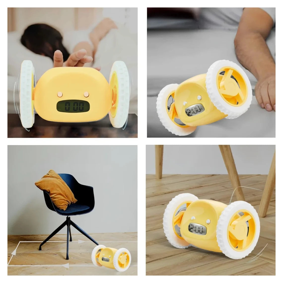 Horloge Réveil Fuyante pour Gros Dormeurs avec Son Fort et Roues Solid