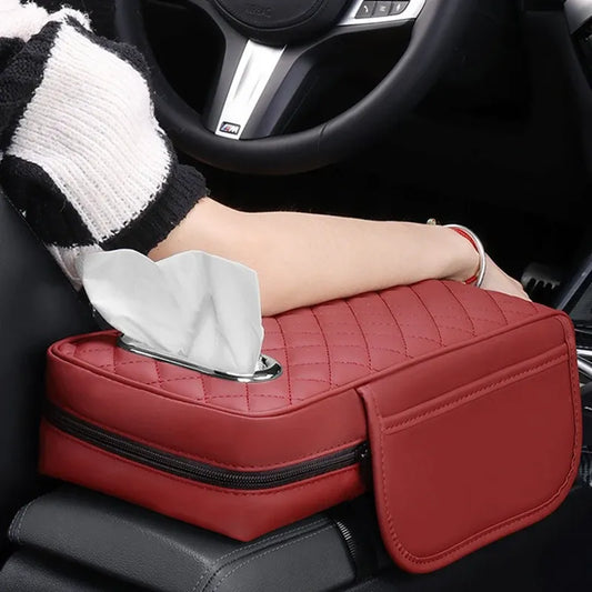 Coussin D’accoudoir en Cuir avec Porte Mouchoirs et 2 Poches