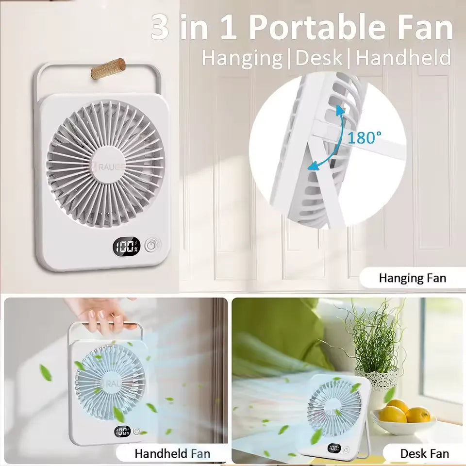 Ventilateur Portable 5 Vitesses avec Écran LED et Support Téléphone