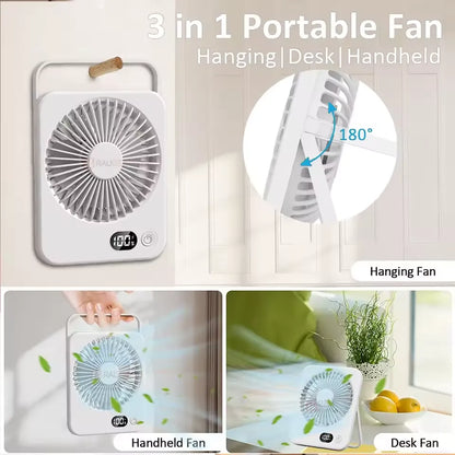 Ventilateur Portable 5 Vitesses avec Écran LED et Support Téléphone