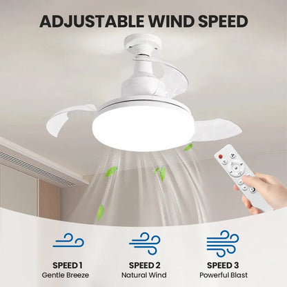 Ventilateur de Plafond LED avec Pales Télescopiques Invisibles et Télécommande